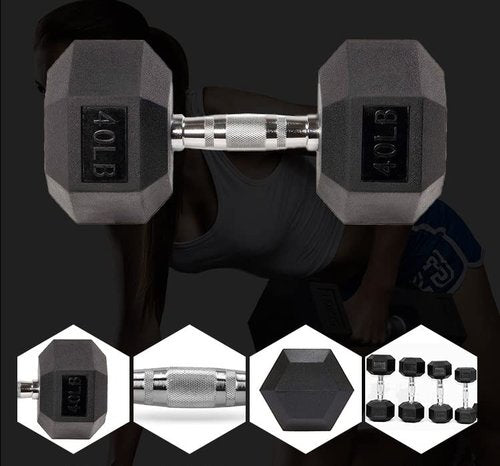 JKSPORTS Rubber Encased Hex Dumbbell Hand Weight (10 pounds,Rubber Encased Hex Dumbbell)