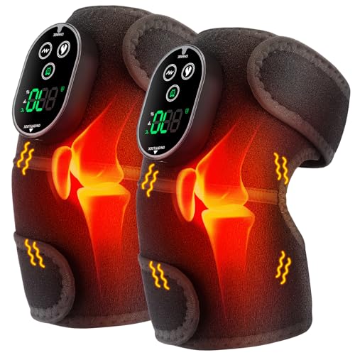 Cordless Heated Knee Massager with Vibration - Black, 2 Pack