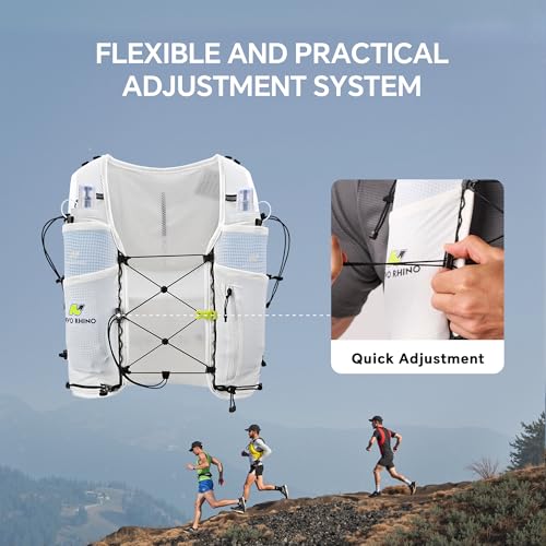 N NEVO RHINO White Medium Hydration Running Vest with 2 TPU 500ml Soft Flasks