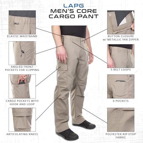 Men's Cargo Tactical Pants - LAPG Core Cargo Pants 48W x 38L Black Regular Fit