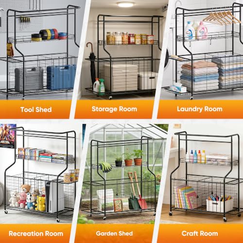 Heavy Duty Sports Equipment Garage Storage Rack with Casters
