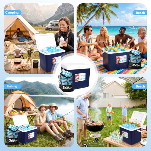 Reusable Ice Cubes with Portable Cooler for Camping, Picnic & Outdoor