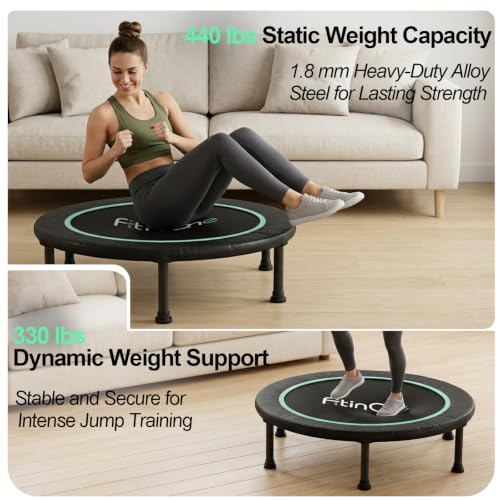 40-Inch Foldable Mini Trampoline - Portable Fitness Rebounder for Adults
