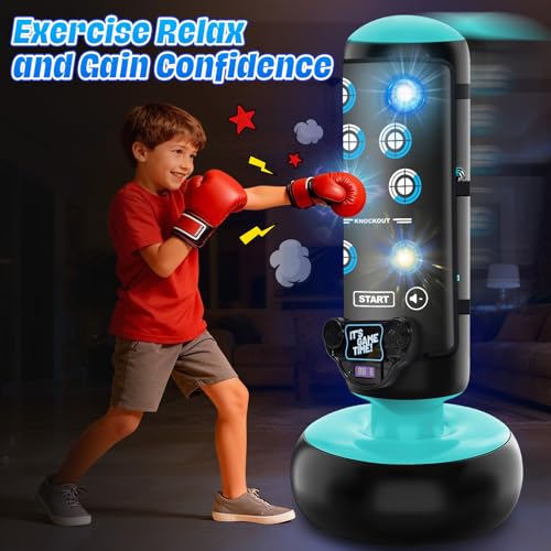 Kids Boxing Punching Bag with Music and Lights 66 Inch Inflatable Toy Set