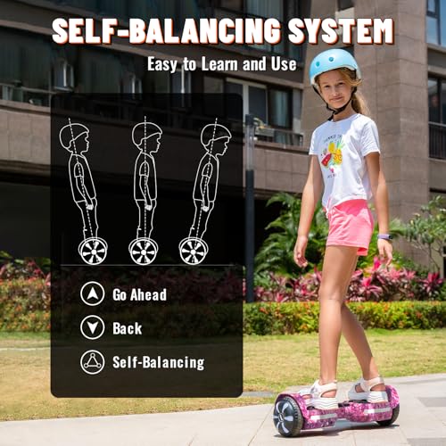 SIMATE Galaxy Purple Self-Balancing Electric Scooter with Bluetooth & LED Lights