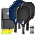 Pro Honeycomb Pickleball Paddles Set of 4 - USAPA Approved, Carbon Fiber, Lightweight Rackets, Includes 6 Balls & Bag