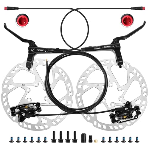 ZTZ Black 2-Piston Hydraulic E-Bike Brake Set with 160mm Rotors, Front & Rear
