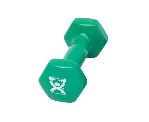 CanDo Vinyl Coated Dumbbell Green 3 lb Single 1pc Handheld Weight for Muscle Training and Workouts, Color Coded Anti-Roll Home Gym Equipment, Beginner and Pro…