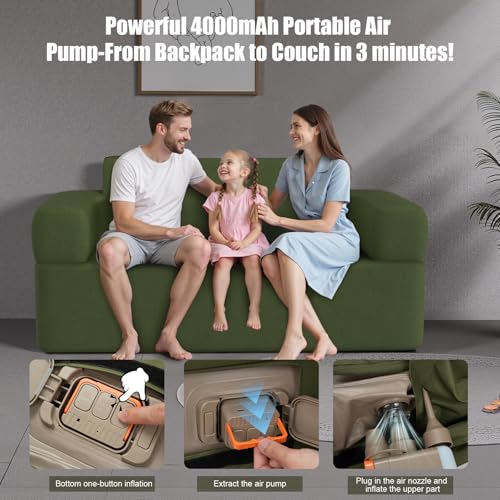 Full Double-Layer Inflatable Air Sofa with Built-in Pump - Outdoor Camping & Home Use