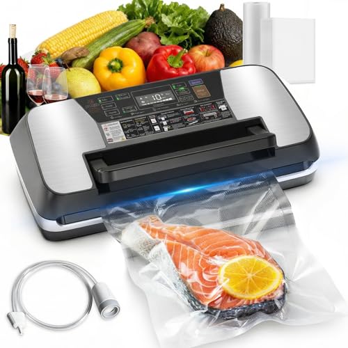 OidoZac Black 95kPa 230W Food Vacuum Sealer Machine with Double Heat Seal & Accessories