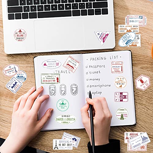 1500 Pcs Travel Passport Stamp Stickers with Envelope Seals - Waterproof Decor