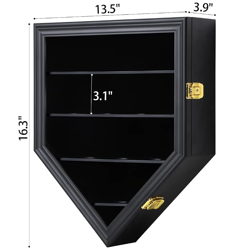 Grintus 12-Ball Baseball Display Case with Lockable Glass Door Wall Mount