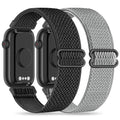 Black & Light Gray 16mm Nylon Stretchy Bands for Fitness Trackers - Compatible with HM08, D26, Slim Models