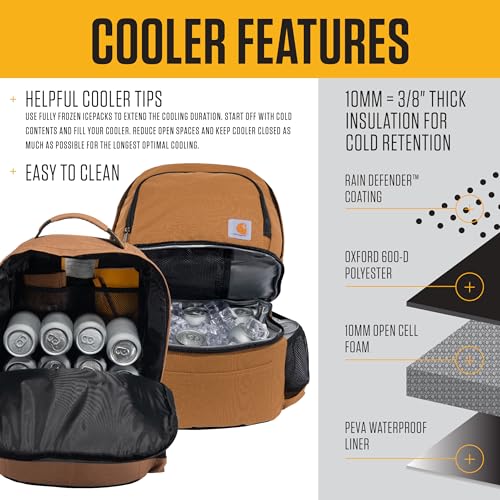 Carhartt Insulated 24 Can Two Compartment Cooler Backpack - Brown, One Size