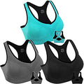 Double Couple Sports Bras for Women Large Black Blue Grey High Impact Workout Racerback