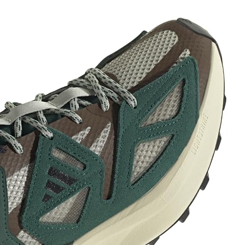 Adidas Men's Kantai Trail Shoes 10.5 Putty Grey/Black/Green Lightweight Outdoor Sneakers