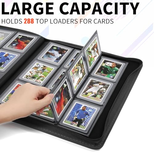 Black Toploader Card Binder Holds 288 Cards for Trading & Sports Cards - 9 Pocket