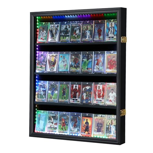 24-Card LED Trading Card Display Frame with Wooden Case - Black Variation