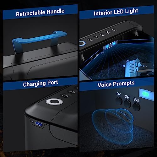 ONNAIS Biometric Pistol Safe with Fingerprint & Digital Lock – Portable Gun Storage for Home & Travel