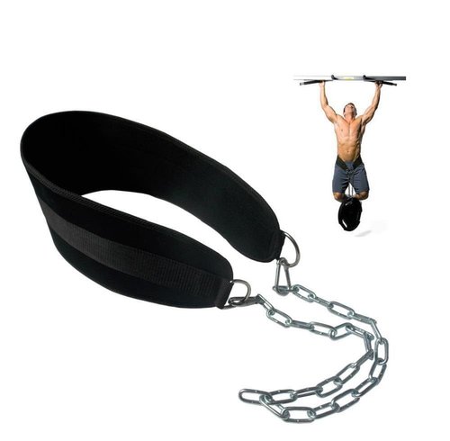 HemeraPhit Pull-up Belt Weighted Dip Belt with Chain Double D-ring Weightlifting Back Support Strap Home Gym Equipment Waist Belt (Double D-ring)