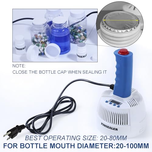 FUNSEALER Dual Voltage Induction Bottle Sealer for Plastic & Glass Bottles