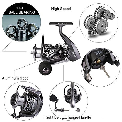 Sougayilang XY3000 Spinning Fishing Reel 13+1BB Lightweight Ultra Smooth Aluminum