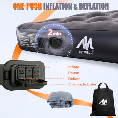 6-6.5ft Truck Bed Air Mattress with Built-in Cordless Pump and Pillow - Portable Camping Bed