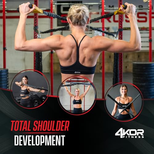 4KOR Gray Cross Anchor Shoulder Resistance Bands System - 3 Levels, Handles, Guide