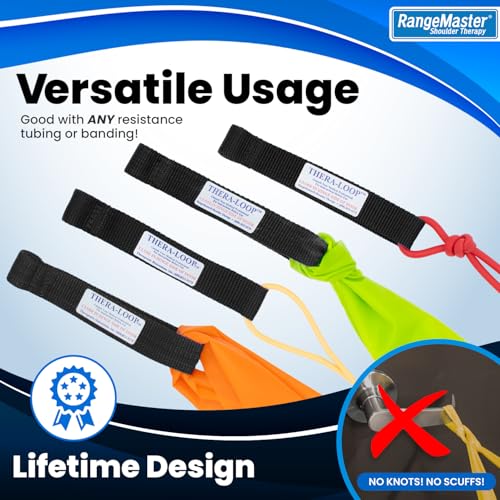 Resistance Band Door Anchor - Non-Slip, Adjustable for Physical Therapy & Exercise - 2 Pack Black