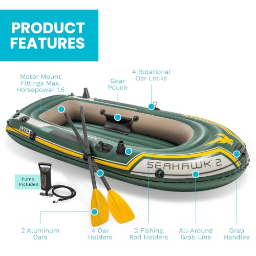 Intex Seahawk 2 Inflatable Boat Set - 2 Person, 48in, PVC, Includes Pump & Oars (Variation 1)