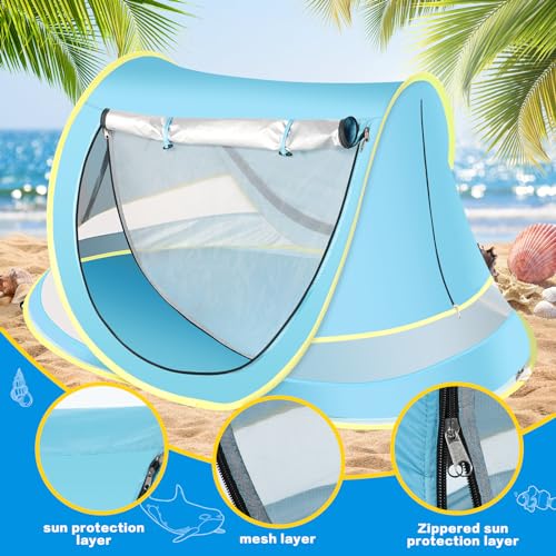 Blue Baby Beach Tent Pop-Up Toddler Sun Shade for Camping & Beach Trips