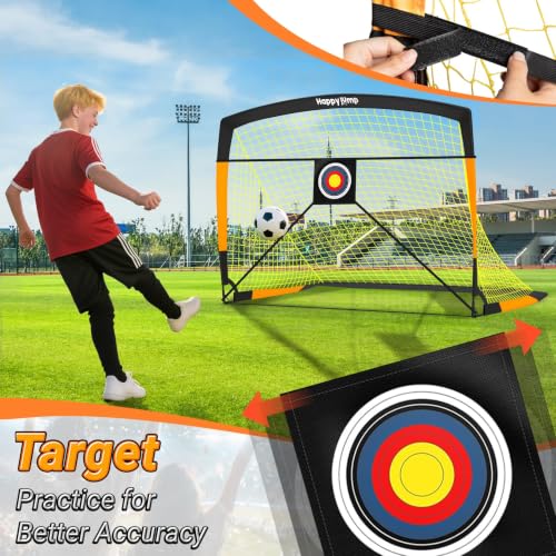 Kids Backyard Soccer Goals 7x5 FT Portable & Collapsible - 2 PC Upgrade