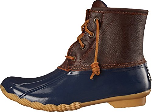 Saltwater Women’s Duck Boots - Tan/Navy, Size 8.5, Waterproof Winter Footwear