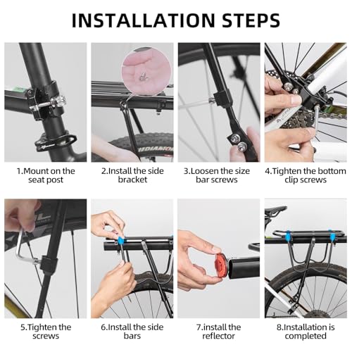 ROCKBROS Rear Bike Rack Quick Release Cargo Rack for Luggage - Black & Blue