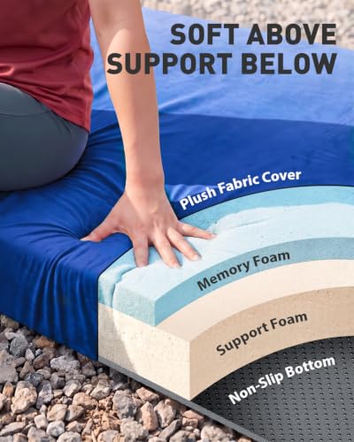 Lapis Blue Memory Foam Camping Mattress - Extra Thick 4 Inch Dual Layer Sleeping Pad