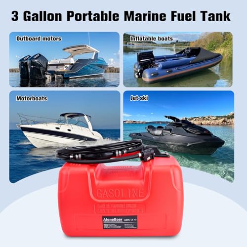 12L Portable Boat Fuel Tank 3 Gallon Marine Outboard Gas Tank