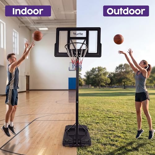 Hurtle Clear 10ft Kids Portable Adjustable Basketball Hoop with Backboard & Wheels