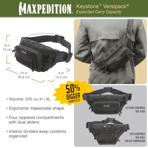 Maxpedition Keystone Versipack Black Tactical Waist Pack for EDC