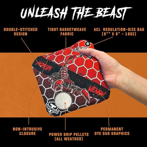 Titan Bags Venom ACL Cornhole Bags Set of 4 - Honeycomb Red Variation