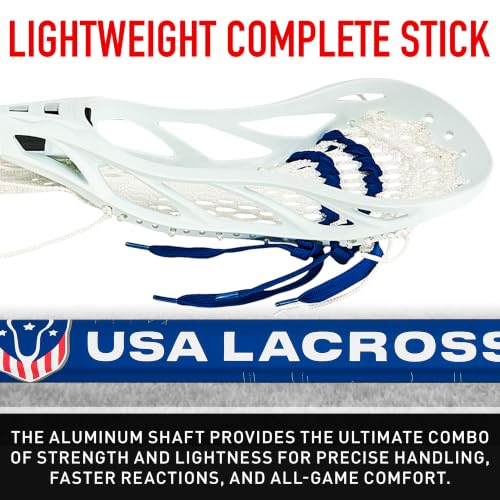Youth Boys Lacrosse Stick - 36 Inch Junior Field Stick with Ready-to-Play Mesh, Lightweight Aluminum Shaft, and Textured Grip - Official USA Lacrosse Gear