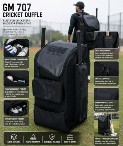 Gunn & Moore GM 707 Cricket Duffle Bag - Small Navy Blue, Fits 2 Bats & Kit