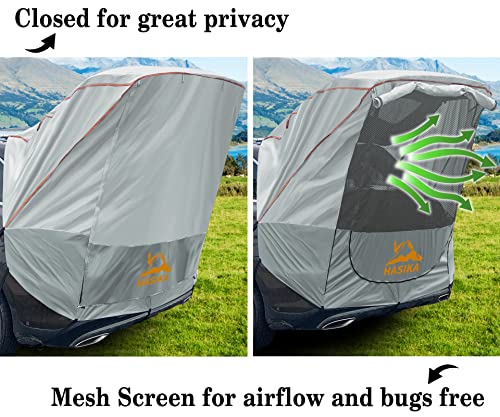 Hasika Car Camping SUV Tailgate Tent Sun Shade Awning Waterproof UPF 50+ Gray