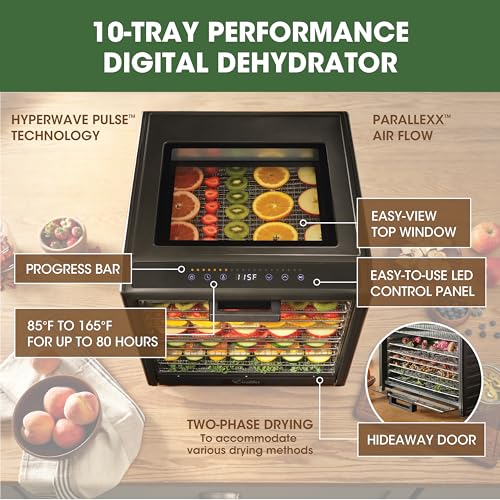 Excalibur 10-Tray Electric Food Dehydrator with Adjustable Temp, Black