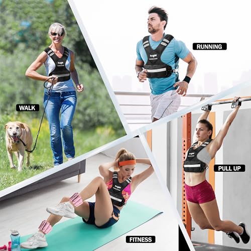 Yes4All Adjustable Weighted Vest 20-32 lbs with Reflective Strips for Fitness and Running
