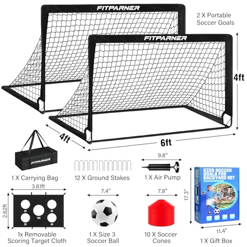Black 6x4FT Portable Soccer Goal Set for Kids & Youth - Foldable Sports Equipment