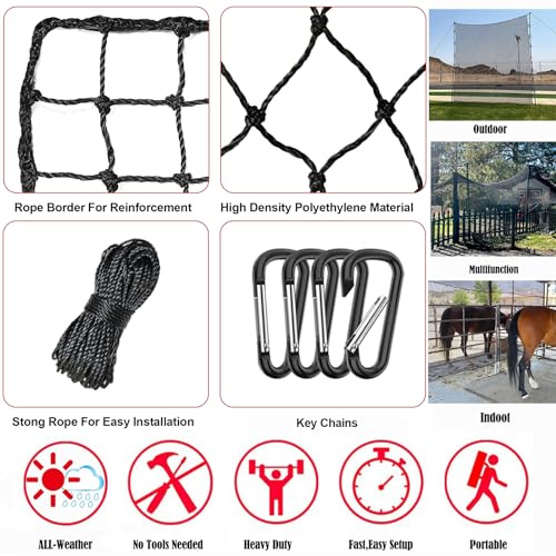 10x40 FT Heavy Duty Baseball Softball Backstop Nets for Sports Practice & Safety