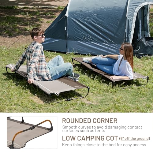 Timber Ridge Tan Aluminum Camping Cot - Lightweight Foldable Bed Support 225lbs