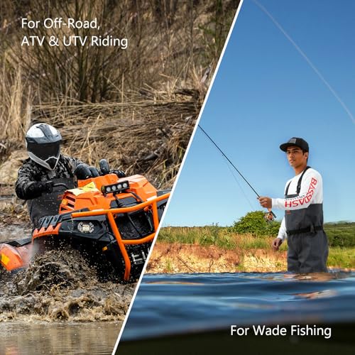 Men's Breathable Waterproof Denim Waders - Large, Stocking Foot, Black for Fishing & Hunting