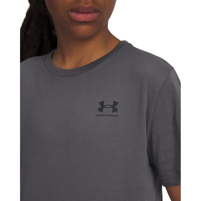 Under Armour Boys' Sportstyle Short Sleeve T‑Shirt (Big Kid) — 012 Pitch Gray / Black x‑Large