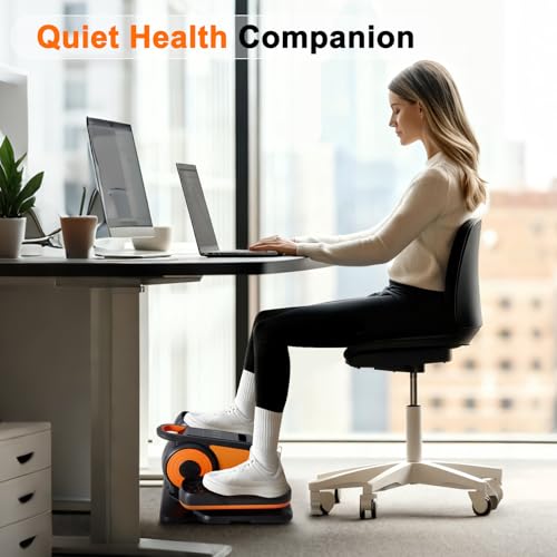 Under Desk Elliptical Machine Black & Orange 15.5x15.2x8.6 Inches Compact Pedal Exerciser